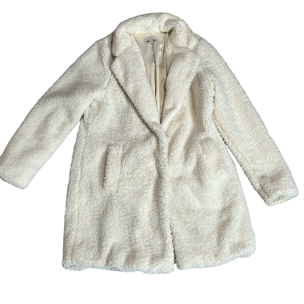 Skies are Blue Teddy Long Coat, cream color, size medium